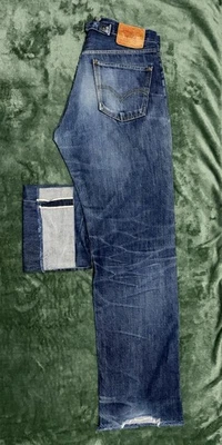 Levi’s 702XX Big E Cinch Back Red Selvedge Vintage Japan Made 02/1996 33x32 Size - Image 1 of 4