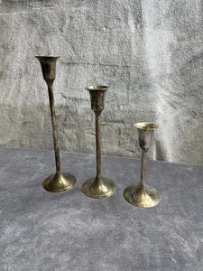 International Silver Co. Set of 3 Silver Plated Candlesticks - Picture 1 of 7