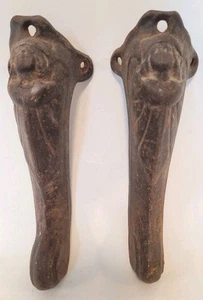 2 Antique Salvage Cast Iron Stool Legs Victorian Style With Lady's Face - Picture 1 of 22
