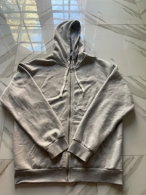 Forever 21 Cómoda Cremallera Gris Beige Crema Cordón Sudadera con Capucha Grande Talla M Foto 1 de 4