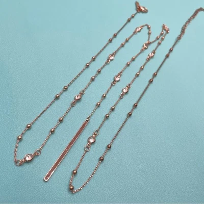 Hermoso Collar Lane Bryant Simple Tono Oro Rosa Cadena Lariat Estrás Foto 1 de 4