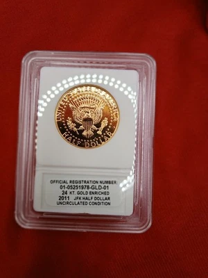 2011 24 quilates ouro enriquecido Kennedy meio dólar estado não circulado; Denver - Imagem 1 de 4