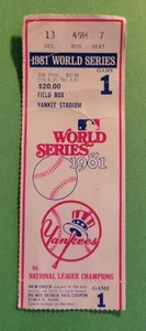 1 Biglietto Stub Gioco World Series Dodgers Vs Yankees 1981 - Foto 1 di 2