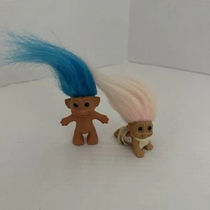 Trolls Baby Doll Blue Pink Hair Toys Brown Eyes Troll Vintage Hong Kong Diaper - Picture 1 of 10