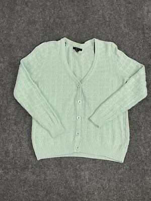 Cardigã feminino Forever 21 suéter grande gola V verde manga longa N298 - Imagem 1 de 4