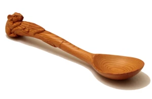 CQ074: Hand Carved 15 cm Long Chinese Yew Carving -Mouse Tea Scoop Coffee Spoon - Picture 1 of 8