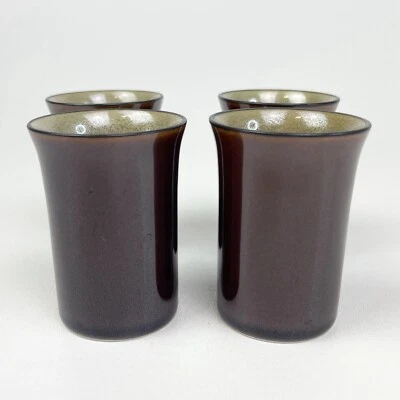 Juego de 4 tazas de gres espresso demitasse de cerámica marrón de 4 oz Foto 1 de 4