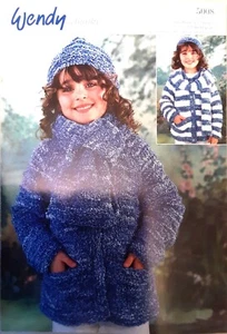 New Original Wendy Chunky Childs Jacket Hat &scarf Knitting Pattern 5008 - Picture 1 of 2
