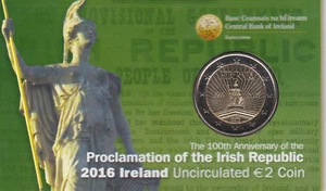 MDS IRLAND 2 EURO 2016 "PROCLAMATION OF THE IRISH REPUBLIC" IN COINCARD - Bild 1 von 3