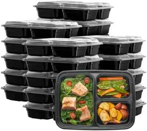 15 Pack 32Oz 3 Compartment Meal Prep Containers with Lids - Storage Containers - Picture 1 of 11