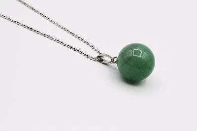 Damen Edelstein Kette Halskette Anhänger aus Messing in Silber Aventurin Kugel - Bild 1 von 3