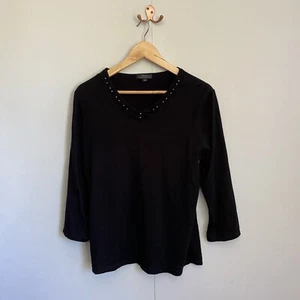 Ebony NZ 100% Merino Wool Long Sleeve Ladies Top Size 8 Everyday Winter Staple - Picture 1 of 13