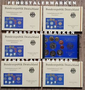 BRD - Auswahl !!! - DM Kursmünzensatz in PP Jahr 1997 aus Präg. A D F G J  !!!  