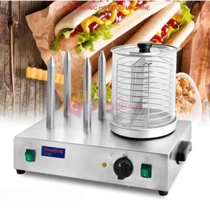 Hot Dog Machine Stainless Steel 4 Sticks Sausage Bun Warmer Hotdog Steamer - Picture 1 of 6