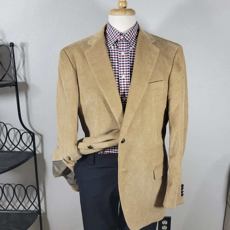 Abrigo Blazer Deportivo Hombre Dockers Dos Botones Beige Algodón Pana Talla 44L Foto 1 de 4