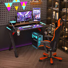 Gaming Desk Modern Ergonomic Computer Desk Gamer Workstation Table With Rgb Led