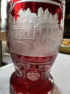 Czech Karlsbad Antik Original Andenken Glas Trinkbecher Biedermeier Groß - Bild 1 von 11