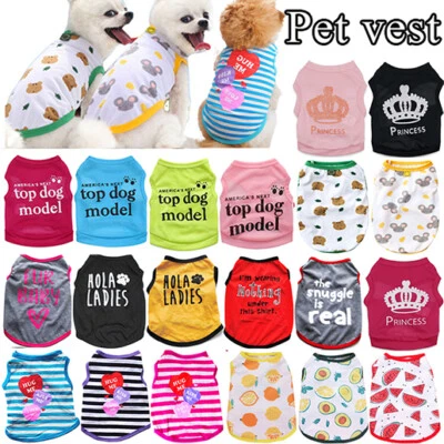 Dog Clothes Cartoon Print Puppy Cat Pet Vest T Shirt Tank For Small Dogs Summer` - Image 1 of 4