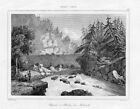 1840 - River Mohawk Waterfall America Engraving Steel Engraving