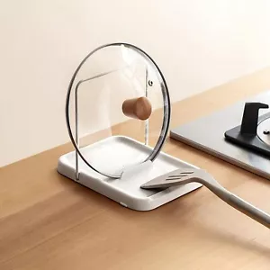 Pot Lid Holder, and Spoon Rest Holder for Kitchen Counter, Foldable White - Picture 1 of 7