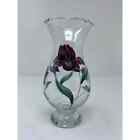 Vintage 1980's Purple Iris Blossom Vase Scalloped Opening 8" Tall x 3 1/2" Wide