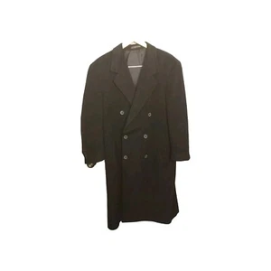 Lauren Ralph Lauren Men's 100% Cashmere Double Breasted Coat 48R Black Preppy - Picture 1 of 10