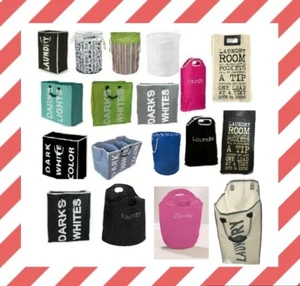 Collapsible Fabric Laundry Bag Foldable Clothes Bag Washing Bin Basket Reusable - Picture 1 of 32