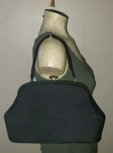 Bolso de mano vintage años 50 de lana negra marco grande retro glamoroso - Imagen 1 de 9