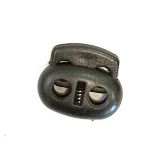 6pcs Double Pig Nose Cord Stopper Spring Lock Toggle Fastener Black Plastic - Picture 1 of 6