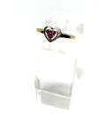 ladies lovely heart & ruby birthstone ring 10k yellow gold sz 6.75 $149 #1091