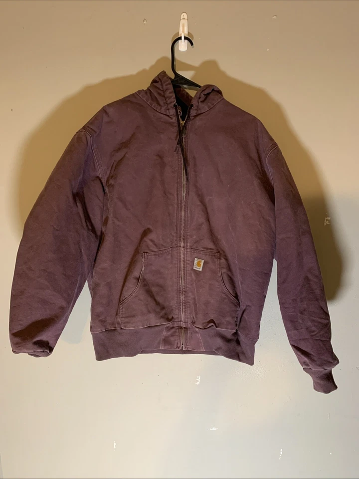 Vintage Carhartt Women's Duck Hooded Jacket - XL (16/18) - Dusty Plum WJ130 PKR - Image 1 of 4