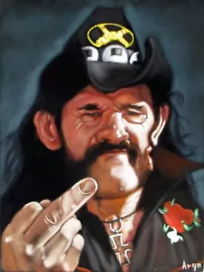 Lemmy of Motorhead di Argo, misura 18x24, olio originale su velluto nero - Foto 1 di 20