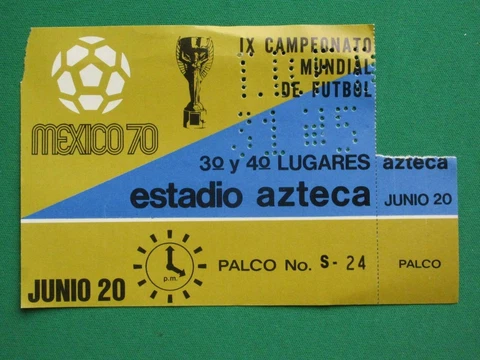 1970 MEXICO IX SOCCER WORLD CUP JUNE 20 URUGUAY vs GERMANY THIRD PLACE TICKET 2 Cover