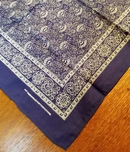 Vintage Blau & Weiß 100% Baumwolle Bandana Made In Germany Western Taschentuch - Bild 1 von 4
