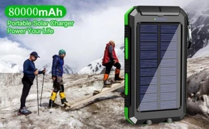 80000mAh Solar Power Bank 2 LED Dual USB External Battery Pack Portable Charger - Picture 1 of 23