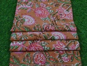 Material de costura con estampado de algodón en bloque de mano indio tela artesanal 5 metros - Imagen 1 de 6