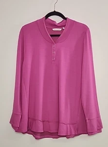Soft Surroundings Mujer XL Púrpura Henley Gran Tamaño Mínimo Comodidad Mínimo Acogedor - Imagen 1 de 9