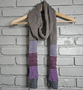 Smartwool 100% Merino Wool Knit Scarf Grey Purple - Picture 1 of 8