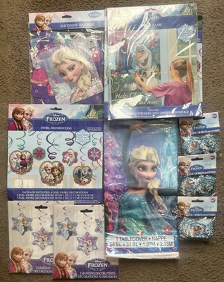ENORME PAQUETE DE FIESTA DISNEY'S (CONGELADO) SUMINISTROS MANTEL/BANNER/JUEGO DE FIESTA Y MÁS Foto 1 de 4