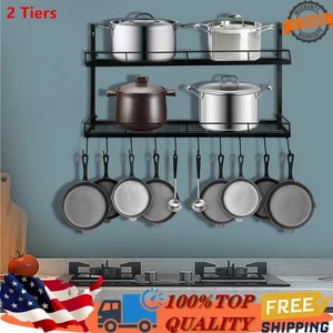 Pot and Pan Rack Organizer Hanger Storage Wall Holder Kitchen Cookware Hanging - Picture 1 of 15