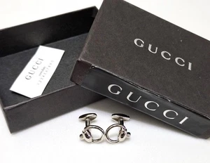 GUCCI Horsebit Manschettenknöpfe Silber Rund Herren Accessoire Italy mit Box - Bild 1 von 12
