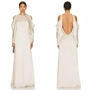 Jonathan Simkhai Caitlyn drapiertes schulterfreies Kleid champagnerfarben Damen 4 neu mit Etikett - Bild 1 von 15