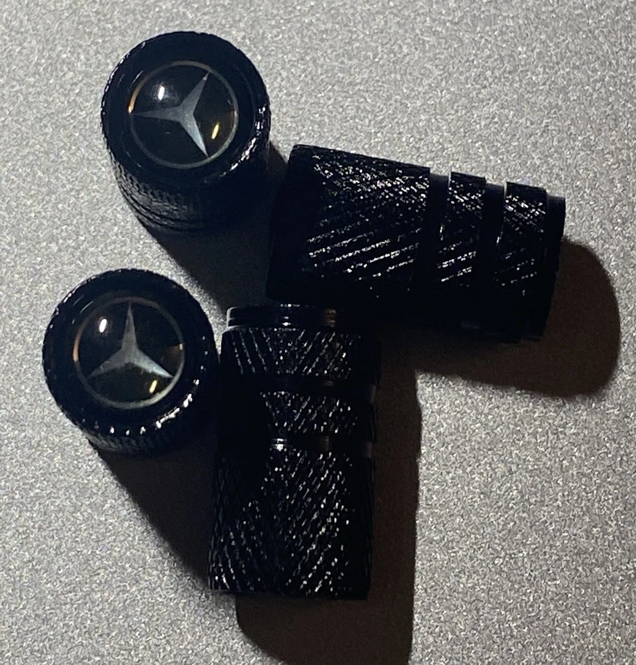 4pcs. Black Tire Valve Stem Caps For Mercedes Benz Car, New In Pack - Image 1 of 1
