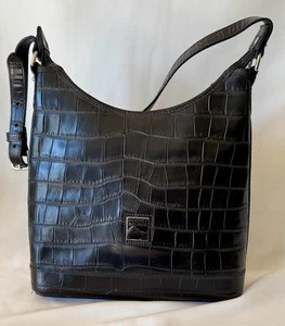 Dooney & Bourke Bayou Paige Black Crocodile Embossed Crossbody Shoulder Bag NWT - Picture 1 of 6