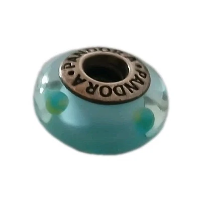 Pandora 925 Sterling Silver Blue Green Polka Dot Spotted Murano Vintage Retired - Image 1 of 4