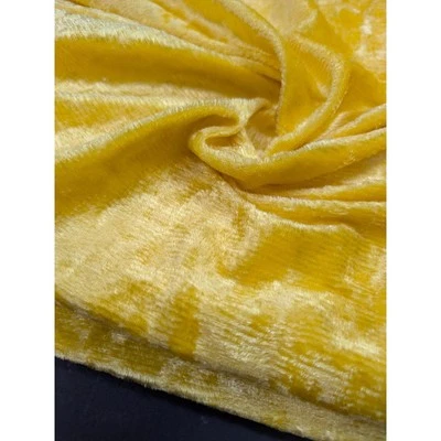 Vintage Yellow Stretch Velvet Sewing Fabric 2.6 Yards Long 58" Wide Material - Image 1 of 4