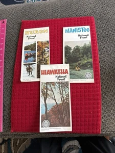 3 Vintage 1978 Michigan National Forest Karten Mainstream Huron Hiawatha EUC - Bild 1 von 8