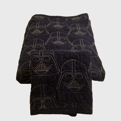 Pottery Barn Kids Star Wars Darth Vader Twin Quilt/ 1 Sham Embroidered Dark Blue - Image 1 of 4