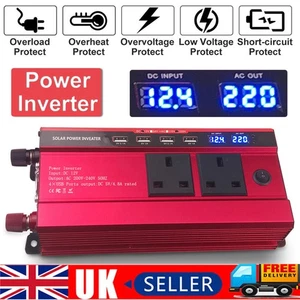 6000W Peak Power Inverter DC 12V to AC 220V Car Converter 4 USB 2 Sockets - Picture 1 of 13