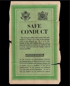 Original WWII Safe Conduct Pass: (Surrender Leaflet) in German and English - Picture 1 of 2